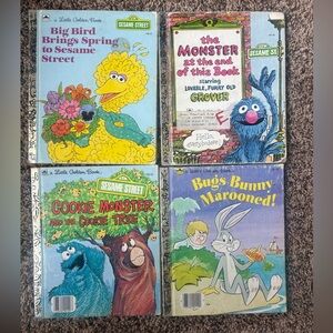 Sesame Street Little Golden Books Big Bird Grover Cookie Monster One Bugs Bunny
